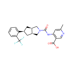 Cc1cc(NC(=O)N2C[C@H]3C[C@@H](c4ccccc4C(F)(F)F)C[C@H]3C2)c(C(=O)O)cn1 ZINC000299832705