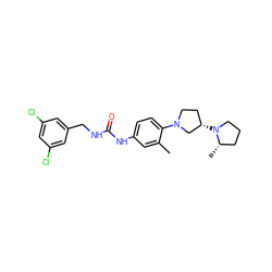 Cc1cc(NC(=O)NCc2cc(Cl)cc(Cl)c2)ccc1N1CC[C@H](N2CCC[C@@H]2C)C1 ZINC000059260219