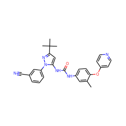 Cc1cc(NC(=O)Nc2cc(C(C)(C)C)nn2-c2cccc(C#N)c2)ccc1Oc1ccncc1 ZINC000211192295