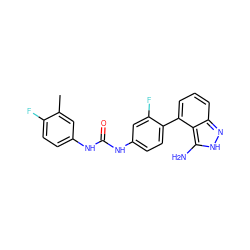 Cc1cc(NC(=O)Nc2ccc(-c3cccc4n[nH]c(N)c34)c(F)c2)ccc1F ZINC000063540283