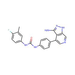 Cc1cc(NC(=O)Nc2ccc(-c3cncc4[nH]nc(N)c34)cc2)ccc1F ZINC000029130060