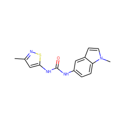 Cc1cc(NC(=O)Nc2ccc3c(ccn3C)c2)sn1 ZINC000000016912