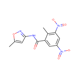 Cc1cc(NC(=O)c2cc([N+](=O)[O-])cc([N+](=O)[O-])c2C)no1 ZINC000002377004