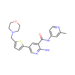 Cc1cc(NC(=O)c2cc(-c3ccc(CN4CCOCC4)s3)cnc2N)ccn1 ZINC000150130455