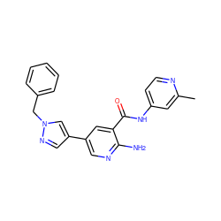 Cc1cc(NC(=O)c2cc(-c3cnn(Cc4ccccc4)c3)cnc2N)ccn1 ZINC000150014955