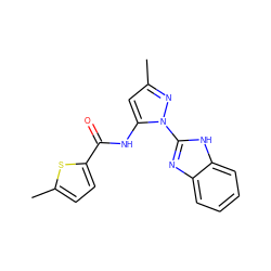 Cc1cc(NC(=O)c2ccc(C)s2)n(-c2nc3ccccc3[nH]2)n1 ZINC000006566817