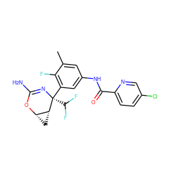 Cc1cc(NC(=O)c2ccc(Cl)cn2)cc([C@]2(C(F)F)N=C(N)O[C@H]3C[C@H]32)c1F ZINC000226059271