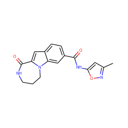 Cc1cc(NC(=O)c2ccc3cc4n(c3c2)CCCNC4=O)on1 ZINC000073219396