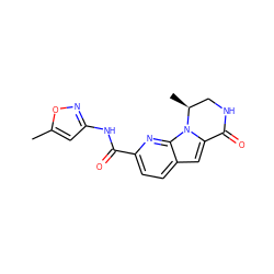 Cc1cc(NC(=O)c2ccc3cc4n(c3n2)[C@@H](C)CNC4=O)no1 ZINC000148472029