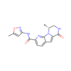 Cc1cc(NC(=O)c2ccc3cc4n(c3n2)[C@H](C)CNC4=O)no1 ZINC000117702268