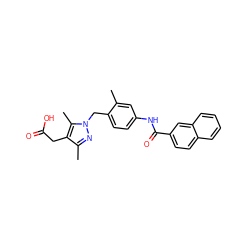 Cc1cc(NC(=O)c2ccc3ccccc3c2)ccc1Cn1nc(C)c(CC(=O)O)c1C ZINC000168920309