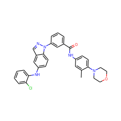 Cc1cc(NC(=O)c2cccc(-n3ncc4cc(Nc5ccccc5Cl)ccc43)c2)ccc1N1CCOCC1 ZINC000096906413