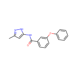 Cc1cc(NC(=O)c2cccc(Oc3ccccc3)c2)[nH]n1 ZINC000004863960