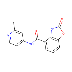 Cc1cc(NC(=O)c2cccc3oc(=O)[nH]c23)ccn1 ZINC000028881381