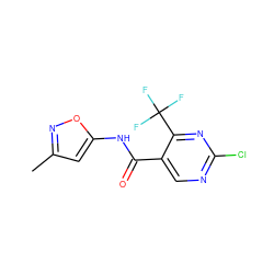 Cc1cc(NC(=O)c2cnc(Cl)nc2C(F)(F)F)on1 ZINC000013555205