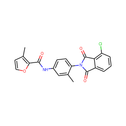 Cc1cc(NC(=O)c2occc2C)ccc1N1C(=O)c2cccc(Cl)c2C1=O ZINC000473167334