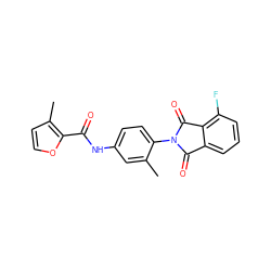 Cc1cc(NC(=O)c2occc2C)ccc1N1C(=O)c2cccc(F)c2C1=O ZINC000473170078