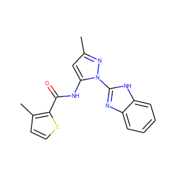 Cc1cc(NC(=O)c2sccc2C)n(-c2nc3ccccc3[nH]2)n1 ZINC000004865304