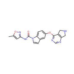 Cc1cc(NC(=O)n2ccc3cc(Oc4ncnc5c4CNC5)ccc32)no1 ZINC000201325577