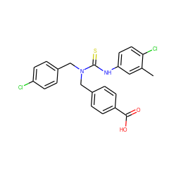 Cc1cc(NC(=S)N(Cc2ccc(Cl)cc2)Cc2ccc(C(=O)O)cc2)ccc1Cl ZINC000003036020