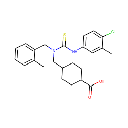 Cc1cc(NC(=S)N(Cc2ccccc2C)CC2CCC(C(=O)O)CC2)ccc1Cl ZINC000003036358