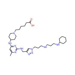 Cc1cc(NC2CCN(CCCCCC(=O)O)CC2)nc(NCc2cn(CCCNCCCNC3CCCCC3)nn2)n1 ZINC001772656447