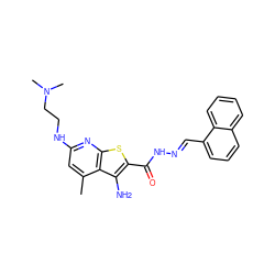 Cc1cc(NCCN(C)C)nc2sc(C(=O)N/N=C/c3cccc4ccccc34)c(N)c12 ZINC000071317606