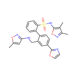 Cc1cc(NCc2cc(-c3ncco3)ccc2-c2ccccc2S(=O)(=O)Nc2onc(C)c2C)no1 ZINC000013492879