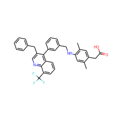 Cc1cc(NCc2cccc(-c3c(Cc4ccccc4)cnc4c(C(F)(F)F)cccc34)c2)c(C)cc1CC(=O)O ZINC000028978860