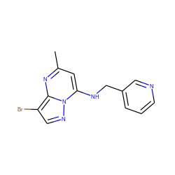 Cc1cc(NCc2cccnc2)n2ncc(Br)c2n1 ZINC000028958791