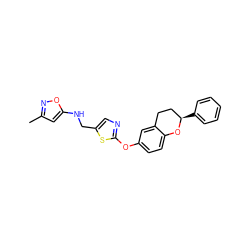 Cc1cc(NCc2cnc(Oc3ccc4c(c3)CC[C@@H](c3ccccc3)O4)s2)on1 ZINC000145501708