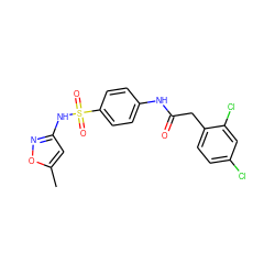 Cc1cc(NS(=O)(=O)c2ccc(NC(=O)Cc3ccc(Cl)cc3Cl)cc2)no1 ZINC000103248948