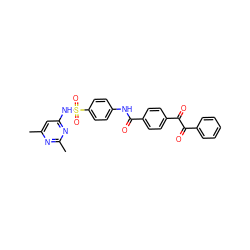 Cc1cc(NS(=O)(=O)c2ccc(NC(=O)c3ccc(C(=O)C(=O)c4ccccc4)cc3)cc2)nc(C)n1 ZINC000001770352