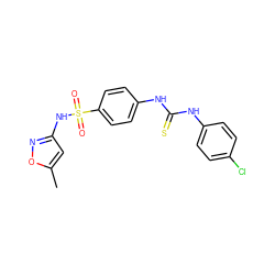 Cc1cc(NS(=O)(=O)c2ccc(NC(=S)Nc3ccc(Cl)cc3)cc2)no1 ZINC000040422206