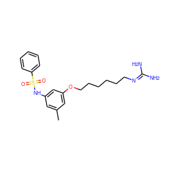 Cc1cc(NS(=O)(=O)c2ccccc2)cc(OCCCCCCN=C(N)N)c1 ZINC000029393848