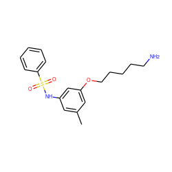 Cc1cc(NS(=O)(=O)c2ccccc2)cc(OCCCCCN)c1 ZINC000029345184