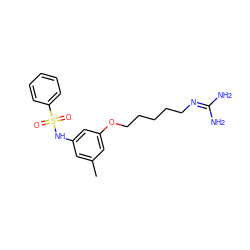 Cc1cc(NS(=O)(=O)c2ccccc2)cc(OCCCCCN=C(N)N)c1 ZINC000029346705