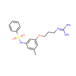 Cc1cc(NS(=O)(=O)c2ccccc2)cc(OCCCN=C(N)N)c1 ZINC000029345920