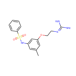 Cc1cc(NS(=O)(=O)c2ccccc2)cc(OCCN=C(N)N)c1 ZINC000029346436