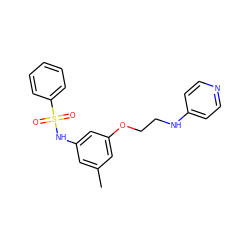 Cc1cc(NS(=O)(=O)c2ccccc2)cc(OCCNc2ccncc2)c1 ZINC000005889067