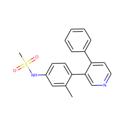 Cc1cc(NS(C)(=O)=O)ccc1-c1cnccc1-c1ccccc1 ZINC000114026406