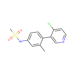 Cc1cc(NS(C)(=O)=O)ccc1-c1cnccc1Cl ZINC000114026813