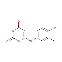 Cc1cc(Nc2cc(=O)[nH]c(=O)[nH]2)ccc1Br ZINC000029489667