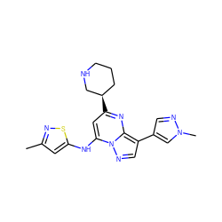 Cc1cc(Nc2cc([C@@H]3CCCNC3)nc3c(-c4cnn(C)c4)cnn23)sn1 ZINC000034892297