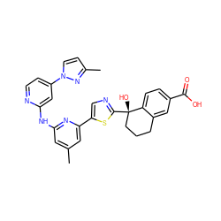 Cc1cc(Nc2cc(-n3ccc(C)n3)ccn2)nc(-c2cnc([C@@]3(O)CCCc4cc(C(=O)O)ccc43)s2)c1 ZINC000141952264