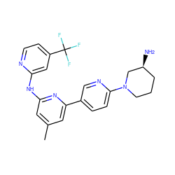 Cc1cc(Nc2cc(C(F)(F)F)ccn2)nc(-c2ccc(N3CCC[C@H](N)C3)nc2)c1 ZINC001772657100