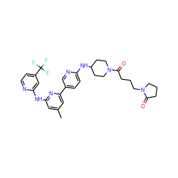 Cc1cc(Nc2cc(C(F)(F)F)ccn2)nc(-c2ccc(NC3CCN(C(=O)CCCN4CCCC4=O)CC3)nc2)c1 ZINC001772625690