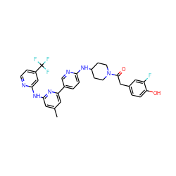 Cc1cc(Nc2cc(C(F)(F)F)ccn2)nc(-c2ccc(NC3CCN(C(=O)Cc4ccc(O)c(F)c4)CC3)nc2)c1 ZINC001772620311