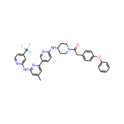 Cc1cc(Nc2cc(C(F)(F)F)ccn2)nc(-c2ccc(NC3CCN(C(=O)Cc4ccc(Oc5ccccc5)cc4)CC3)nc2)c1 ZINC001772616525