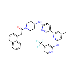 Cc1cc(Nc2cc(C(F)(F)F)ccn2)nc(-c2ccc(NC3CCN(C(=O)Cc4cccc5ccccc45)CC3)nc2)c1 ZINC001772637770